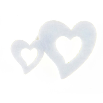 Lot de 12 Stickers Doubles Coeurs feutrine blanche