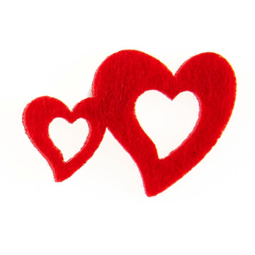 Lot de 12 Stickers Doubles Coeurs feutrine rouge