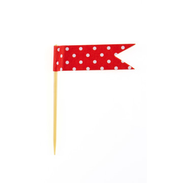 Lot de 24 fanions rouges plumetis en carton 4,8 x 6,5 cm