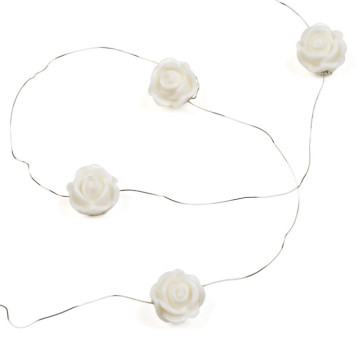 Guirlande de roses blanches sur fil 1 m