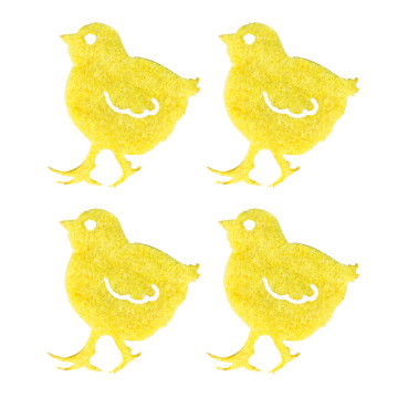 .Lot de 12 poussins feutrine jaune 3,5 cm