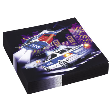 Lot de 20 serviettes Police 33 x 33 cm