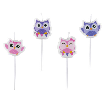 Lot de 4 bougies Chouette Modèles assortis