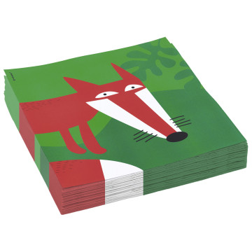 Lot de 20 serviettes Animaux 33 x 33 cm