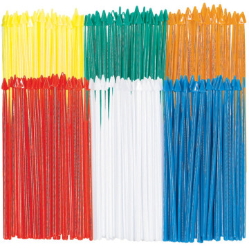Lot de 250 piques pointe flèche jetables coloris assortis H 8,7 cm