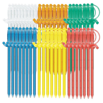 Lot de 50 piques épée  jetables coloris assortis H 8,1 cm