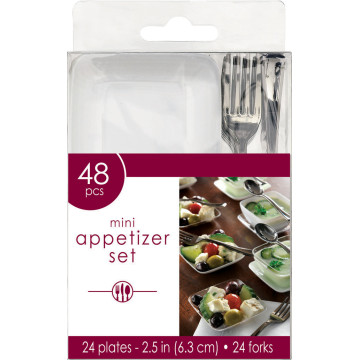 Lot de 48 verrines mini-ensemble à hors d'œuvre jetables