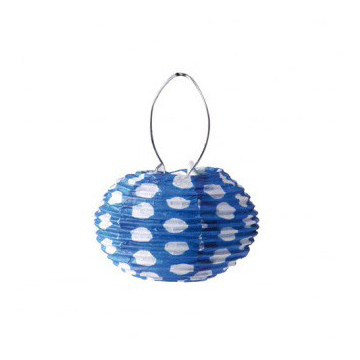Lot de 5 lampions bleus à pois blanc en papier